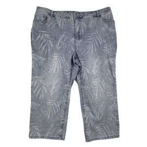 Laura Plus Capri Jeans Womens 20 Palm Print High Rise Stretch Denim